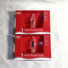 Clear Flicker Bulb Lot Of 2 Holiday Time Candelabra Base 120v 1w 60hz AC