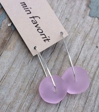 Min Favorit Blossom Pink Sea Glass Nugget  Silver Pl Artisan Drop Earrings