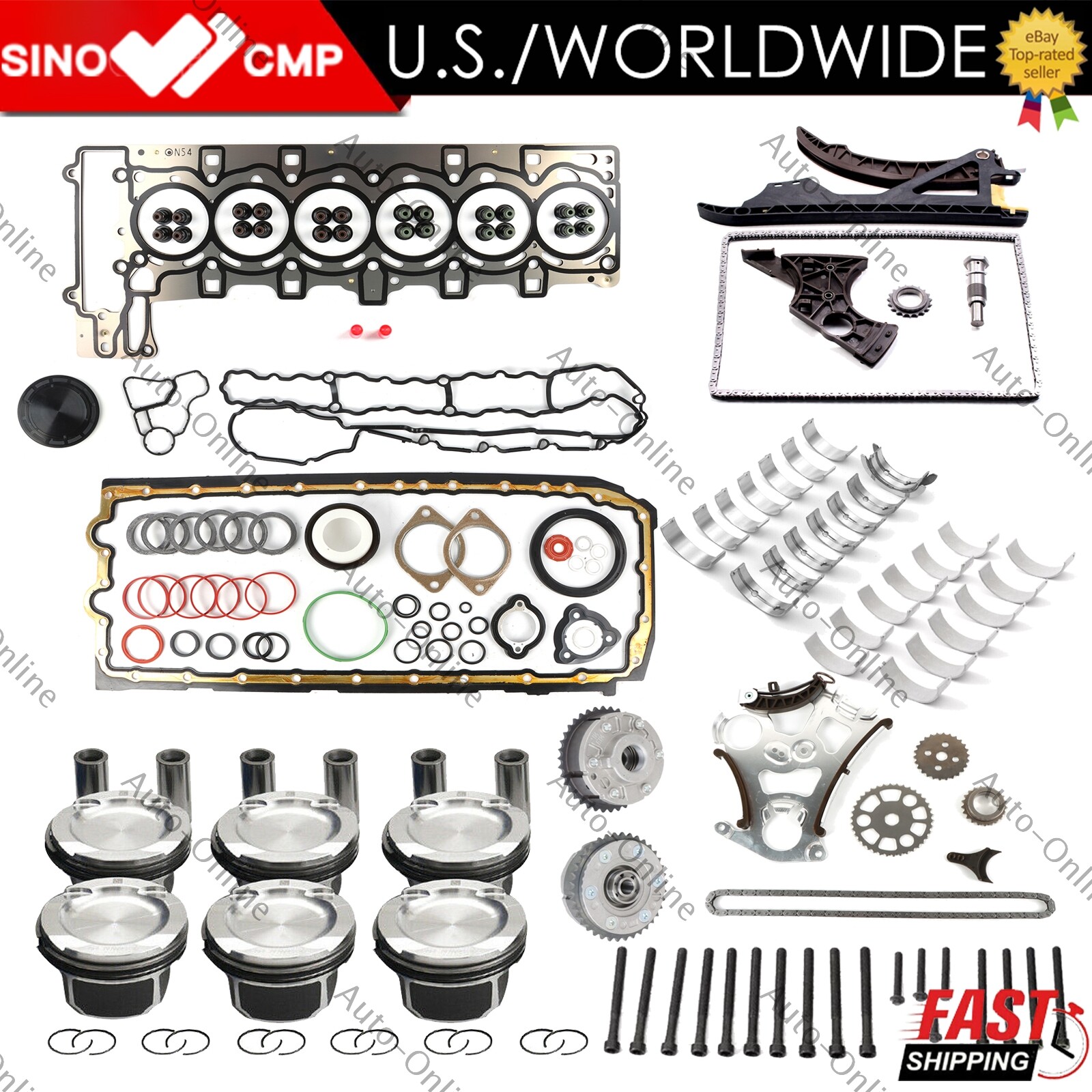 Engine Pistons Rings Seals Rebuild Kit Fit For BMW 3.0L 135i 335i 535i N54B30A