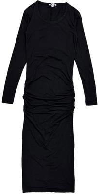 James Perse Women's Dress Long Sleeve Ruched Cotton Spandex Stretch Midi Bodycon