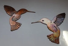 Hummingbird Pair (Left & Right) - Metal Wall Art - Copper 6" x 6" 