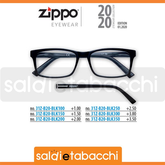 Zippo Occhiali da lettura modello 31z-b20-blk200 Nero con Diottria 2.00 |  Acquisti Online su eBay