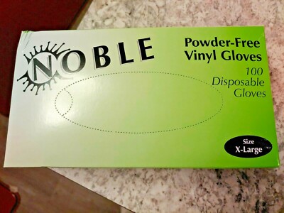 BOXES Noble Vinyl Powder-Free Disposable Rubber Gloves CLEAR 100 Pcs 