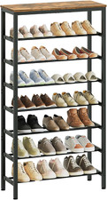 8-Tier Shoe Rack - Large Capacity Organizer for 32 Pairs - Rustic Brown  Black
