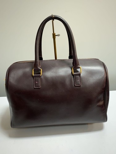 Bolso de Hombro Saint Laurent Cuero de Lona 2 Vías Mini Boston Burdeos Usado - Imagen 2 de 8