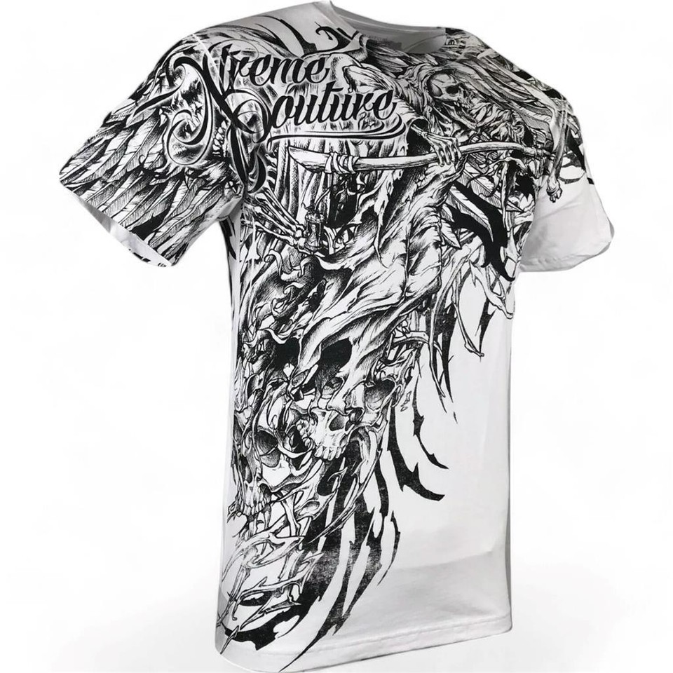 Xtreme Couture Por Aflicción Hombres Camiseta Headhunter Tatuaje Biker MMA S-5X $40, Rojo