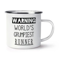 "Warnung World's Grumpiest LäUfer Emaille Becher Tasse MüRrisch Toll Best \""