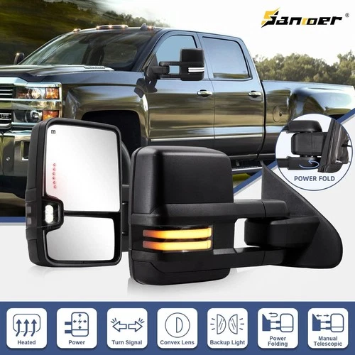 Pair Power Fold Towing Mirror Switchback For 2014-2018 Silverado GMC Sierra 1500