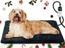 Pet Heating Pad Indoor 18"x28", Heated Dog Cat Bed with 12 Temp Settings  Ti...