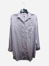 Victoria  s Secret Nightshirt M Purple White Button Down Nightie Gown Loungewear