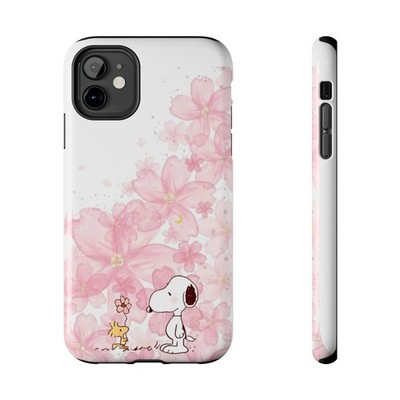 Snoopy & Woodstock Pink Cherry Blossom Shock Absorbent Phone Case
