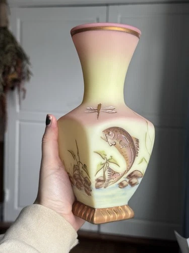 Fenton Burmese Glass Limited Edition Trout Vase Connoisseur Collection