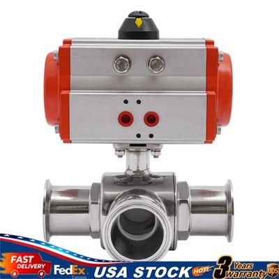 2 inch Pneumatic Ball Valve 3-Way Air Actuated Ball Valve T-type Stainless Steel