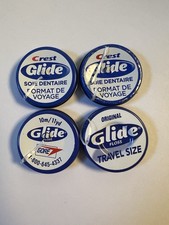 Set of 4 Vintage Crest Glide Original Floss Travel Trial Mini Tins Gore