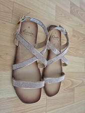 Sparkly Rose Gold Flat Sandals Size 3