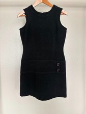 90'S BLACK WOOL 60's styled MINI DRESS SIZE 4 SLEEVELESS