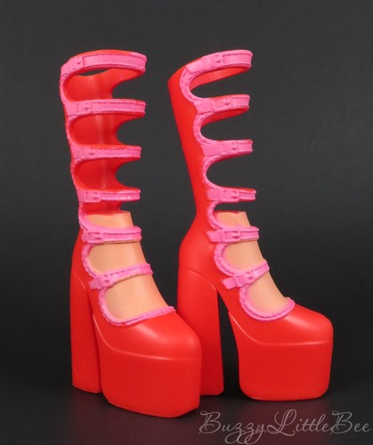 Bratz Goin' Out Jade Red Strappy Boots or Shoes (Peg foot style)