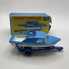 Vintage Matchbox Lesney no.9 Blue Cabin Cruiser Boat & Trailer V1 - Boxed