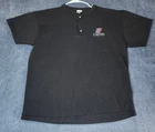 UNITED Airlines Mens Henley Shirt XL Black Embroidered Cotton Deluxe Made In USA