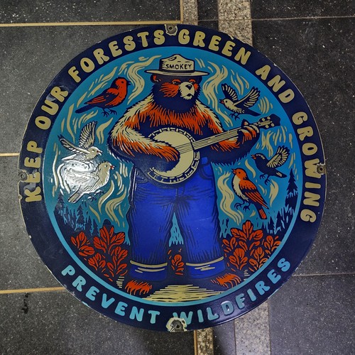 SMOKEY WILDFIRE PORCELAIN ENAMEL SIGN 28 X 28 INCHES - Picture 2 of 4