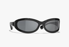 NEW Chanel CH71763-A S8881 Black Wrap Frame /Gray Lens Sunglasses