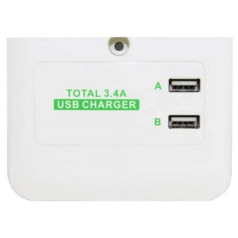 Wall Power Station 3 AC Plugs & 2 USB ports (3.4A total) Surge Protect USB - Image 3 of 3