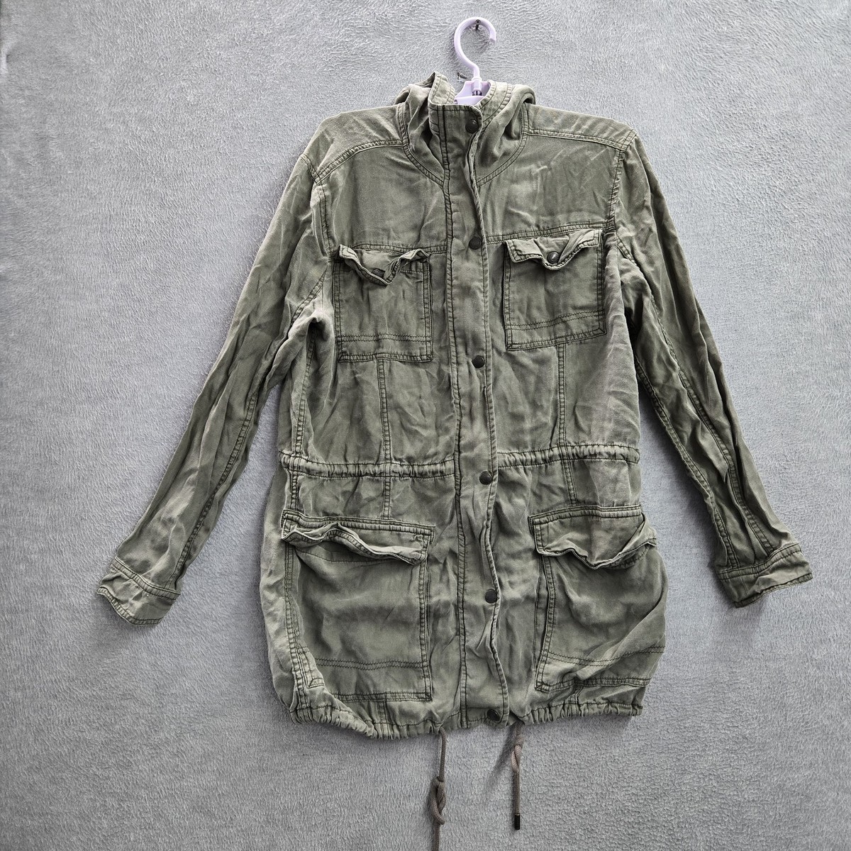 Abercrombie & Fitch Women Jacket S Green Utility Snap Button
