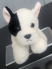 Aurora Plush Black and White Dog Stuffed Animal 8" Toy Plastic Nose Puppy