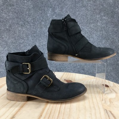Steve Madden Boots Womens 9 Territory Double Buckle Strap Moto Bootie Black