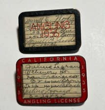 California Fish And Game License - Vintage 1935 & 36  in Metal Frames