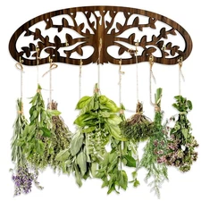 Herb Drying Rack - Wall Mounted Tree Design Holds 11 Bouquets, Space Saving K...