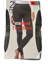 32 Degrees Heat Thermal Base Layer Pants 2-Pack Medium Heather Charcoal NWT