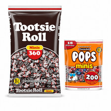 Tootsie Roll Candy Combo Pack, 2 Pack, Midgees Minis 360 Count & Pops Minis 200