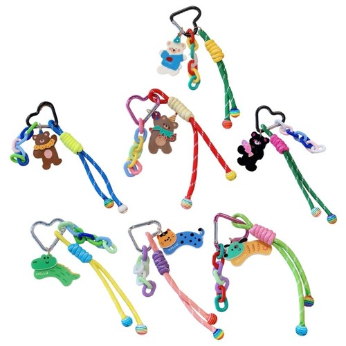Acrylic Dancing Bear Keychain Colorful Chain Love Buckle Nylon Rope Bag ...