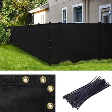 Amgo 5' x 50' Black Fence Privacy Screen, Commercial Standard Heavy Duty Wind...