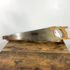Vtg Craftsman Hand saw 26" 10Pt Taper Wood Handle Rustic Cabin Decor USA