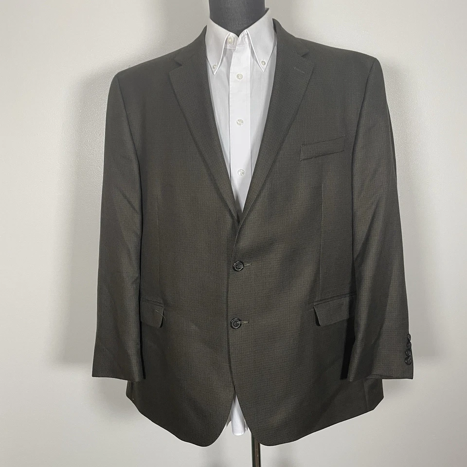 Chaps Sport Coat Mens 50R Green Blue Multicolor Check Polyester Two Buttons - Image 2 of 4