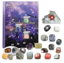 Advent Calendar 24 Days of Natural Crystal Gemstones and Minerals Christmas Xmas