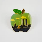 Vintage Pin New York Big Apple Skyline Twin Towers Statue of Liberty Lapel Pin