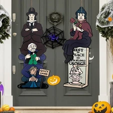 Halloween Decorations 2pcs Haunted Mansion Stretching Portraits Wooden Porch Sig