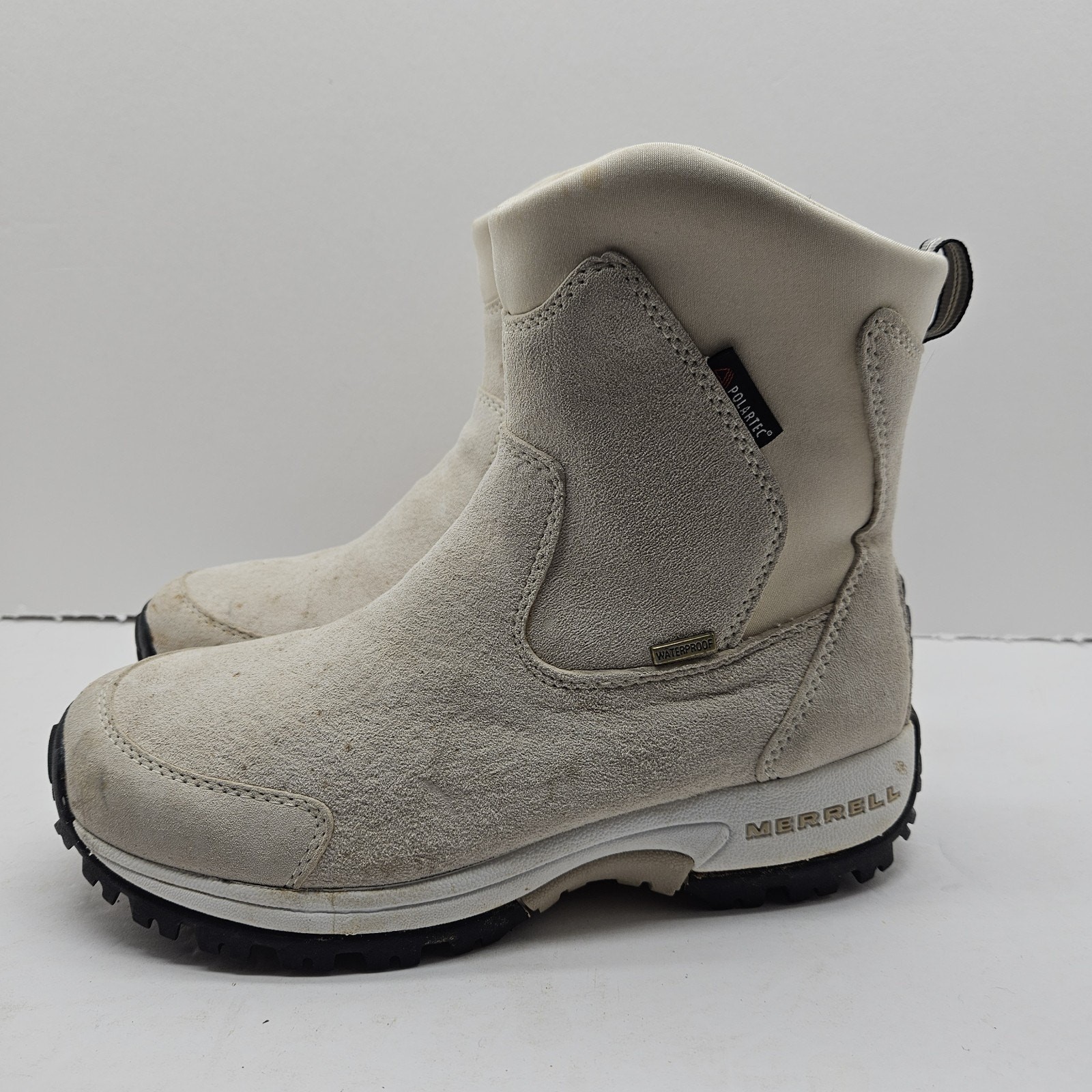 Stivaletto Merrell donna Tundra impermeabile Polartec 8 bianco scamosciato pull on