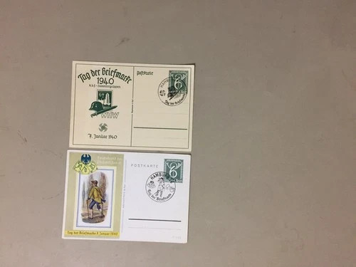 Two 1940 Germany STAMP DAY fdc with same printed stamp,diff picture