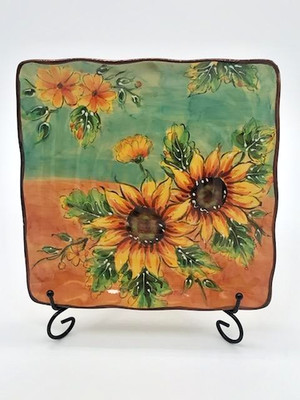 Maxcera Sunflower Salad Plates Yellow/Green/Orange/Ceramic Buy 2 Get 15% Off