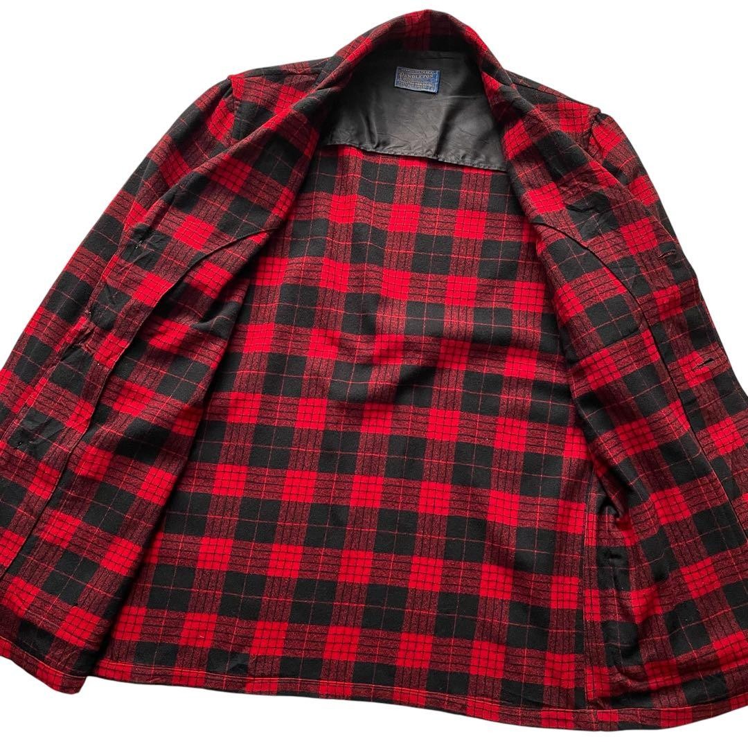 50s Pendleton Wool Check Tailored Jacket Red/Blac… - image 11
