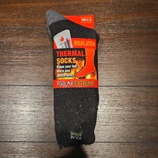 NEW Polar Extreme Insulated Thermal Socks Men Size 6-12 Black 
