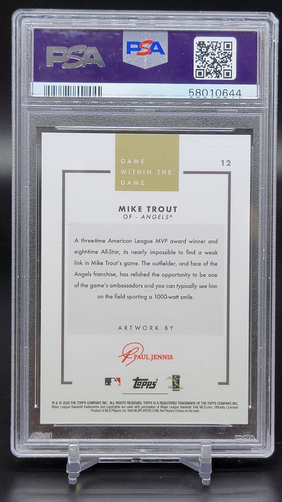 2020 Topps Mike Trout Game Within The Game Angels 12 PSA 10 view 2