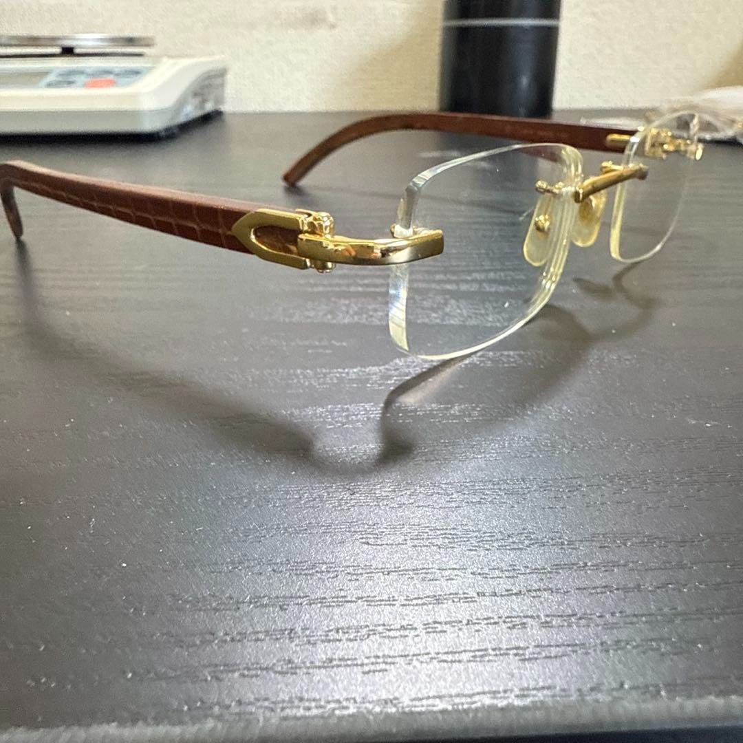 Cartier eyeglasses/sunglasses with wooden temples, crocodile
