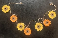 🌻🌻New hand Crochet Bright sunflower jute Bunting autumn Window camper Gift