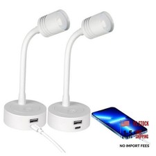 12V Dimmable Reading Light, RV LED Lamp with USB-A  USB-C Charger  White