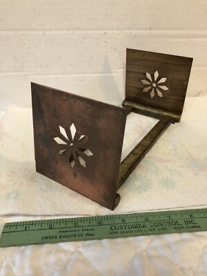 Antique Expanding Sliding Art Nouveau Book Rack Copper & Brass on Iron